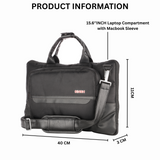 SINSH The Isa Laptop Brifcase Compatible with 14 & 15.6" inch Laptop, MacBook & Notebook | Padded Laptop Compartment with Luggage Sleeve,Black