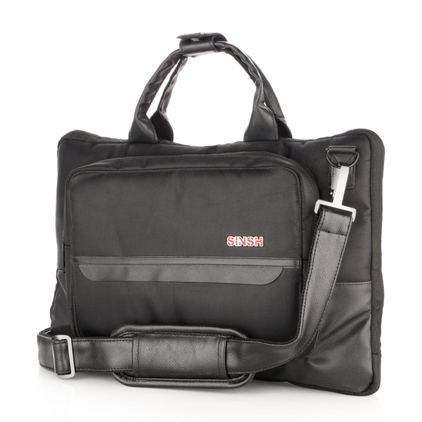 SINSH The Isa Laptop Brifcase Compatible with 14 & 15.6" inch Laptop, MacBook & Notebook | Padded Laptop Compartment with Luggage Sleeve,Black