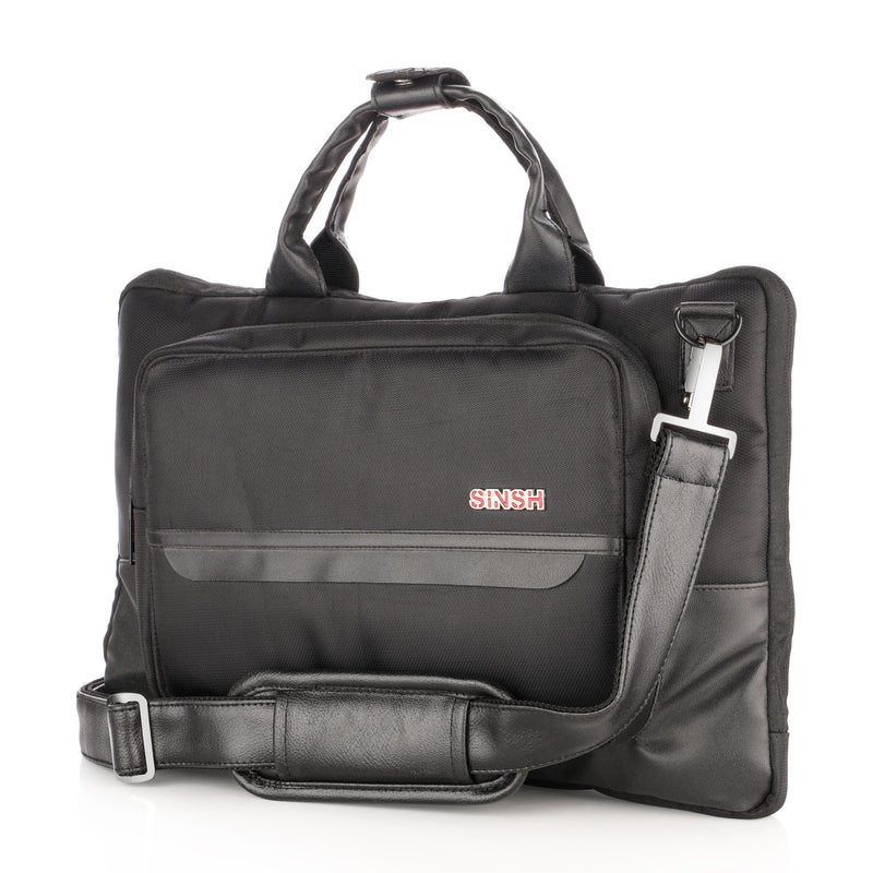 SINSH The Isa Laptop Brifcase Compatible with 14 & 15.6" inch Laptop, MacBook & Notebook | Padded Laptop Compartment with Luggage Sleeve,Black