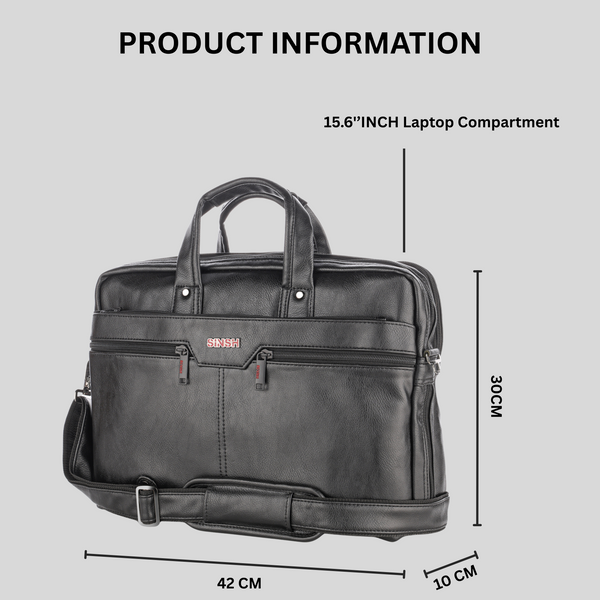 SINSH THE ARHA Professional Laptop Anti-Theft Messenger Bag| Expandable| Water Resistant| Multiple Organisers| Professional Bag For Business, Work & Travel| Black,
