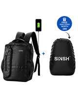 SINSH Aja Anti-Theft Smart Water Resistant Laptop Bag | USB Charging Port | 15.6 Inch laptop Backpack with Travel, Black | Ideal for Men & Women
